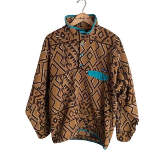 Patagonia Snap-T Synchilla Fleece Aztec Montana Siete Bear Brown